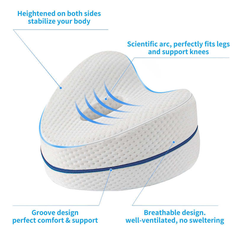 [Australia] - Leg Pillow, Knee Pillow for Side Sleepers, Leg Pillows for Sleeping, Knee Cushion for Sleeping,Suitable for Relieving Leg, Back, Knee Pain White Without Straps 
