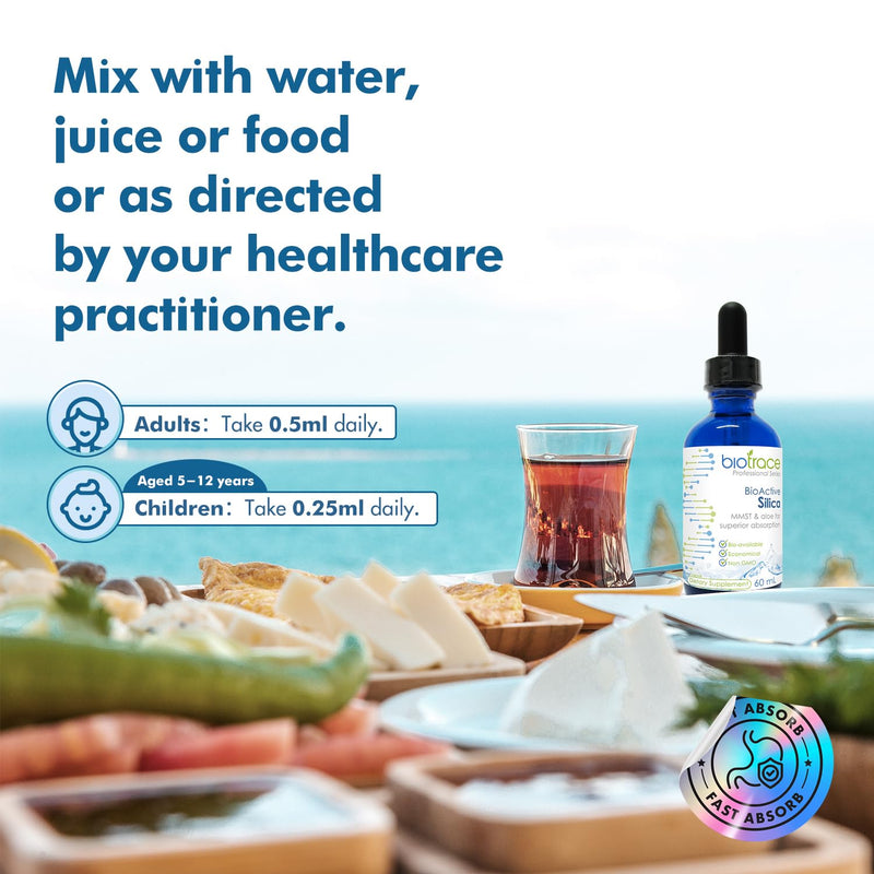 [Australia] - Biotrace BioActive Silica Drops | Liquid Mineral Concentrate for Healthy Hair, Skin, Nails and Collagen Production | Helps Manage Calcium, Joint and Bone Function | 2.02 Fl Oz 