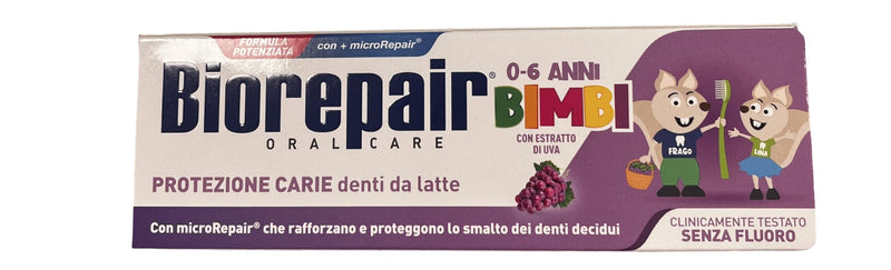 Biorepair Kids 0-6 Oral Care Toothpaste Grape 1.7fl.oz 50ml, Pack of 4