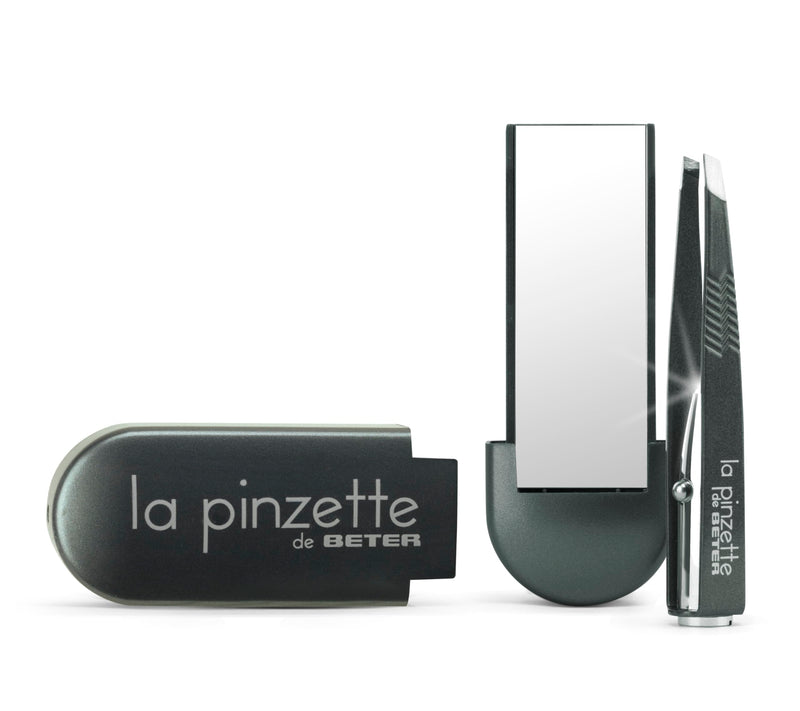 [Australia] - Beter - Tweezers for plucking eyebrows with LED light and mirror, perfect eyebrow set, tweezers set, pink color kit tweezers + mirror 
