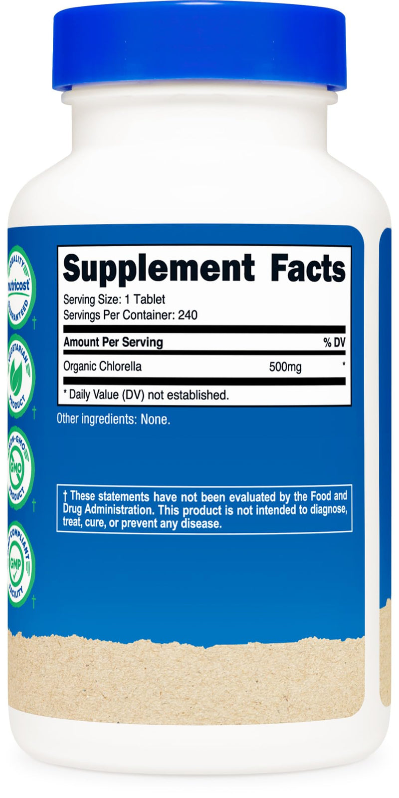 [Australia] - Nutricost Organic Chlorella 500mg, 240 Tablets - Gluten Free, Non-GMO 