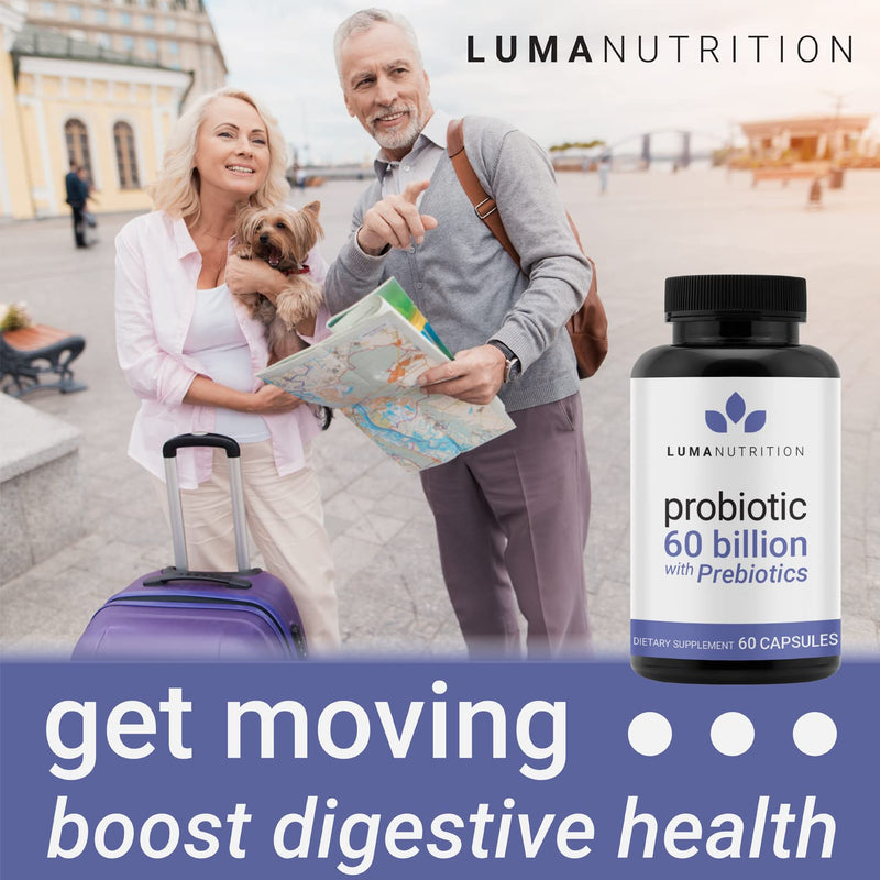 [Australia] - Luma Nutrition Probiotics 60 Billion CFU with Prebiotics - Probiotics for Women - Probiotics for Men - Formulated for Digestive Health - 60 Capsules 