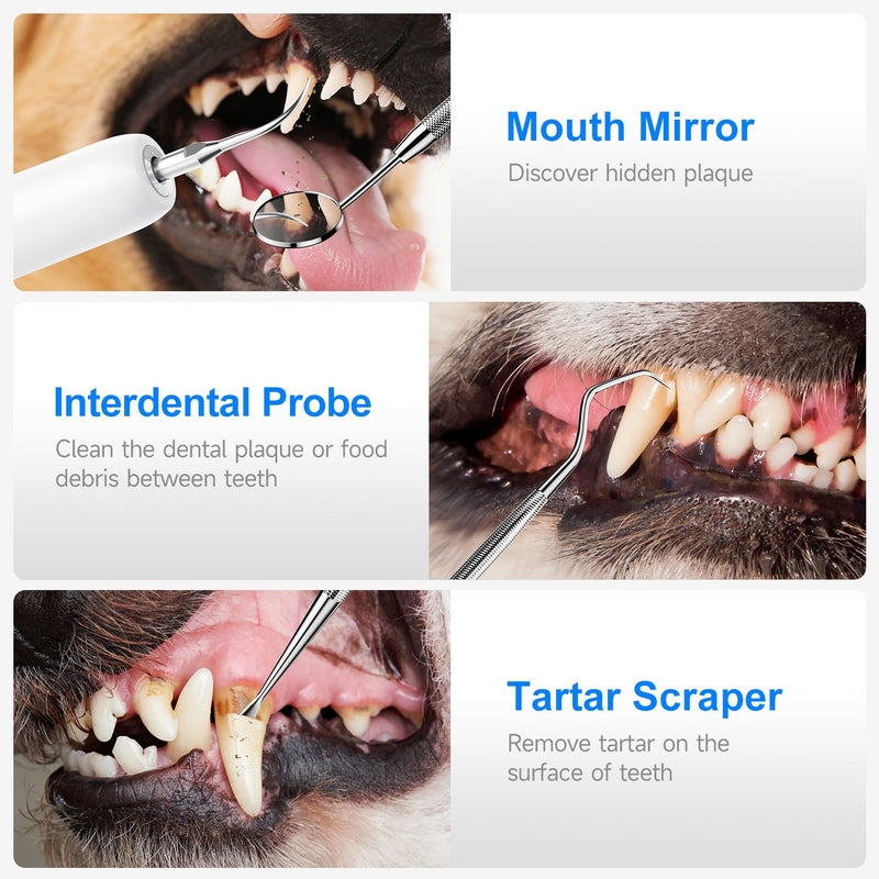 [Australia] - Ultrasonic Dog Teeth Cleaning Kit – Electric Pet Plaque & Tartar Remover Tool with 5 Adjustable Modes & LED Light, Safe Low-Noise Tooth Cleaner for Dogs & Cats, at-Home Dental Care 