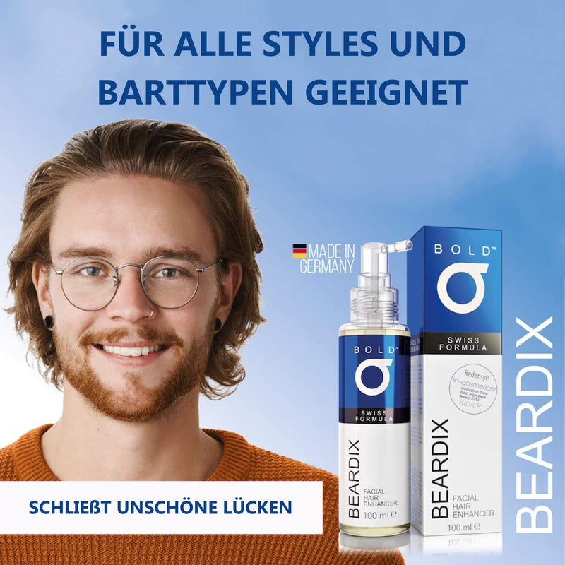 [Australia] - BEARDIX beard growth product for men with sparse beard growth - professional beard serum for stronger beard growth with award-winning active ingredient Redensyl - proven effect for more beard growth - 100ml 