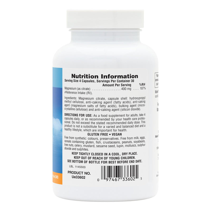 NaturesPlus Magnesium Supplement - 400mg Active Magnesium Citrate Supplement - Energy and Stress Relief for Mind and Body - Vegan, Gluten Free - 120 Capsules