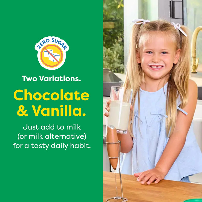 HIYA Kids Greens Powder Sticks, Greens Superfood Powder for Kids, Vanilla | 55+ Whole-Food Sourced Ingredients & Delicious Flavor, 0g Sugar, Third-Party Tested, for Children Ages 2+