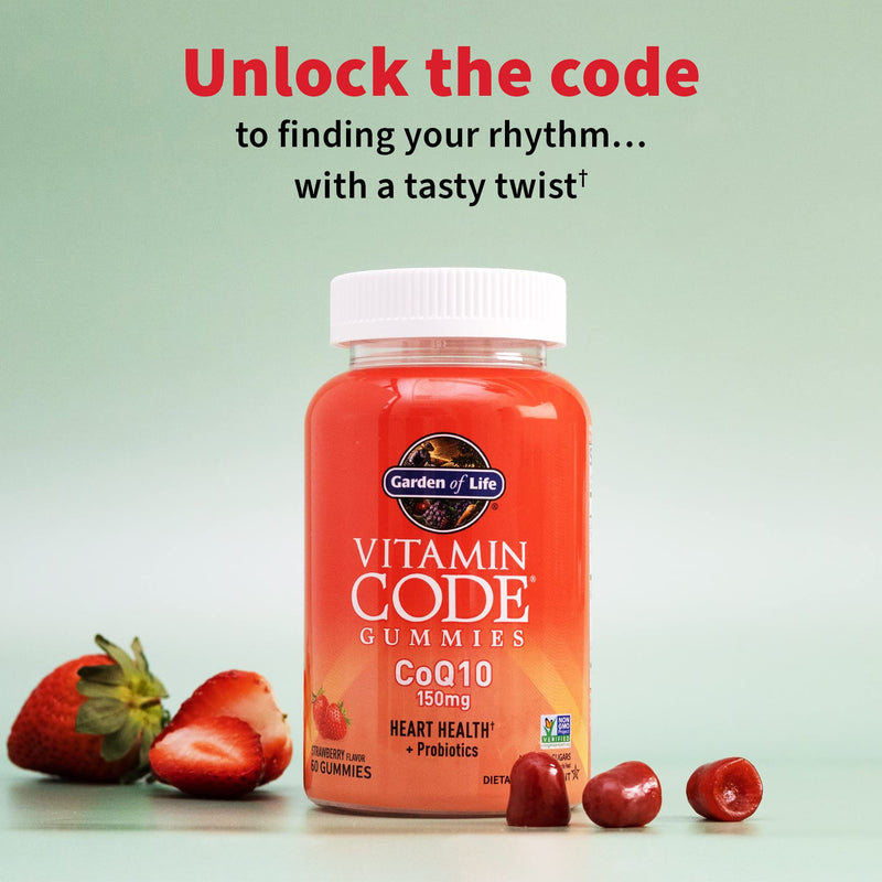 [Australia] - CoQ10 Gummies 150 mg, Coenzyme Q10 for Heart Health, Energy Production & Healthy Aging + Prebiotics & Probiotics for Digestion, Vitamin Code Non-GMO, Gluten-Free, 60 Strawberry Gummies, 30 Day Supply 60 Count (Pack of 1) 