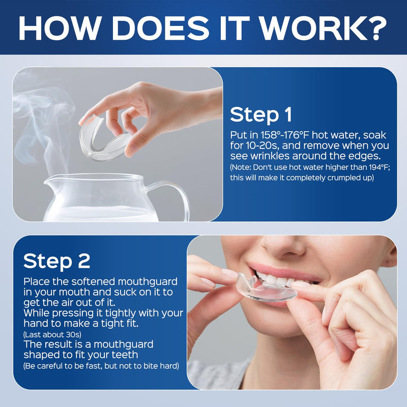[Australia] - Mouth Guard for Grinding Teeth at Night & Clenching Teeth 2 Size - Upgraded Safety EVA Material Night Guards for Adults & Teens, Reusable Anti-Grinding Dental Guard for Bruxism Protection 