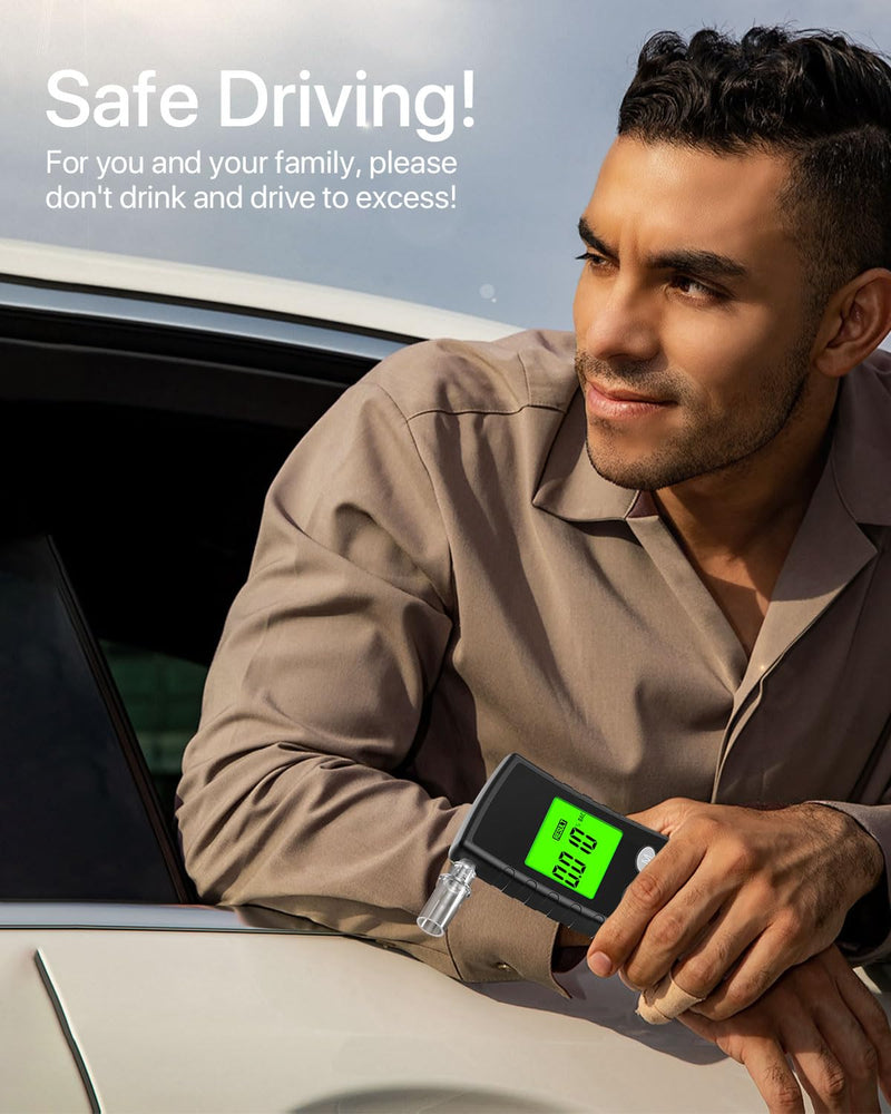 [Australia] - 2025 Upgraded Breathalyzer,Breathalyzers for Alcohol with LCD Digital Display,Alcohol Breathalyzer Tester for Home Use,Portable Breathalyzer with 10 Mouthpieces and Carrying Case (Black) 