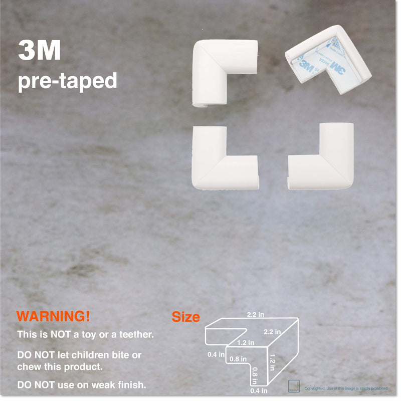 [Australia] - Roving Cove Corner Protector for Baby (8 Large Corners), Hefty-Fit Heavy-Duty Soft Rubber Foam Furniture Corner Bumper Guards, 3M Adhesive Pre-Taped, Oyster White (Off White) 