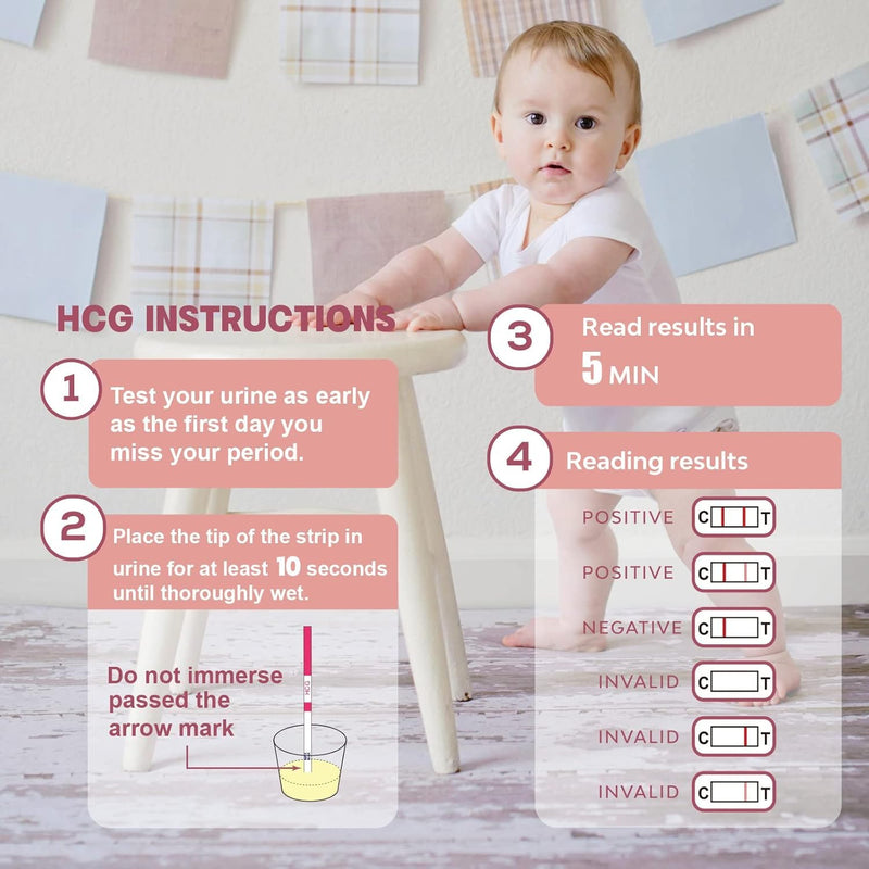 20 Pregnancy Test Strips for Early Detection 10 MIU/ml-Width of 5mm Home Test