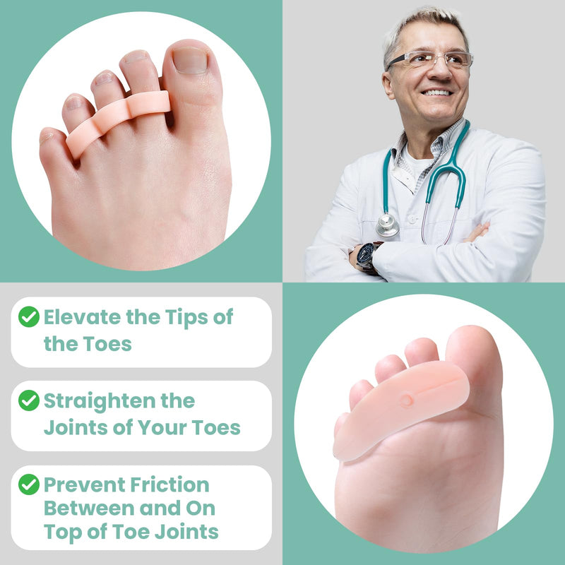 [Australia] - Welnove Hammertoe Corrector Gel Toe Straighteners - 8 Pcs Toe Support Pads Cushion - Realign Bent, Crooked, Curled, Claw, Hammer Toes - Soft Support 