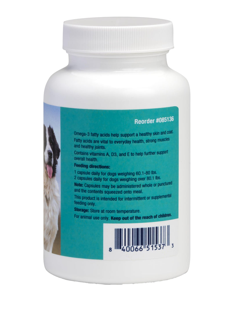 Omega-3 Soft Gels for Large Dogs – Essential Fatty Acids with Vitamins A, E & D3 – Skin, Coat & Joint Supplement – 60 Count Large/X-Large - 60 count