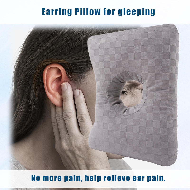 [Australia] - Ear Piercing Pillow for Side Sleepers with an Ear Hole, Polyester CNH Pillow, Comfortable Ear Pillow for Ear Pain, Piercing, Pain Relief Sleeping, Pressure Sore, Ear Guard Pillow (Grey) 