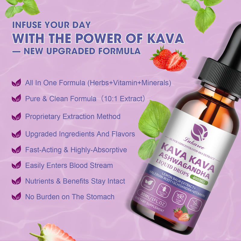 [Australia] - (2 pack) Kava Kava Root Extract Supplement - Calming High Concentration Kava w/ Ashwagandha, Lemon Balm, Valerian Root for Relaxation, Liver, Cognitive Support & Immune System,Vegan, Alcohol-Free 1 Fl Oz (Pack of 2) 