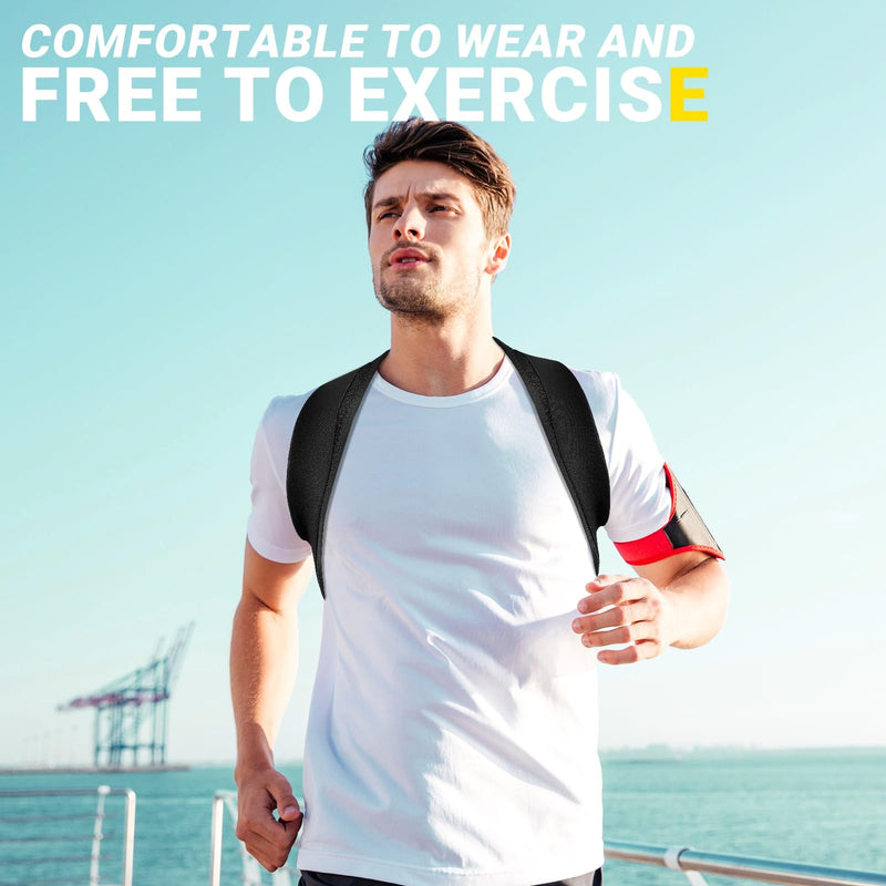 [Australia] - Adjustable Posture Corrector for Women & Men - Upper Back Brace Support for Clavicle, Neck Pain Relief & Spine Alignment, Comfortable Back Straightener Black 1 
