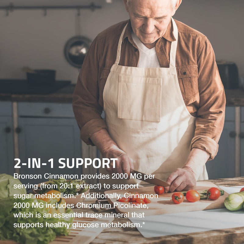 [Australia] - Bronson Cinnamon Plus Chromium Picolinate Supplement, High Potency Chromium, Non-GMO, 120 Vegetarian Capsules 120 Count (Pack of 1) 