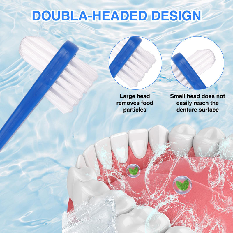 [Australia] - 21 Pcs Dual Headed Denture Brush, Portable Denture Toothbrush for False Teeth, Retainer Cleaner Brush 