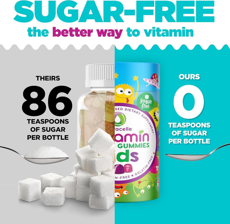 NUTRAMIN Sugar-Free Gummy Multivitamins for Kids, Allergen-Free, 60 Count | 100% Vegan, Gelatin Free, Dairy-Free, Non-GMO, Great Tasting Natural Gummies Your Kids Will Love - Strawberry, Orange, Cherry Multivitamin 60 Count (Pack of 1)