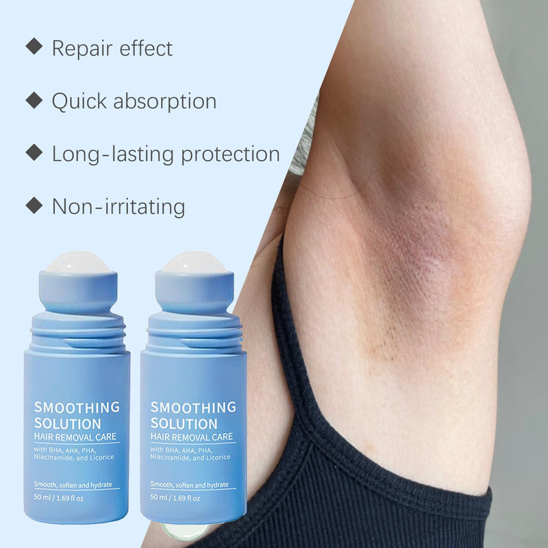 Ingrown Hair Treatment Serum, Smoothing Solution Ingrown Hair Treatment Roller, Gentle Exfoliation, for Underarms, Legs, and Chest, for Visibly Clearer, Smoother Skin (2pcs) 0.85 Fl Oz (Pack of 2)