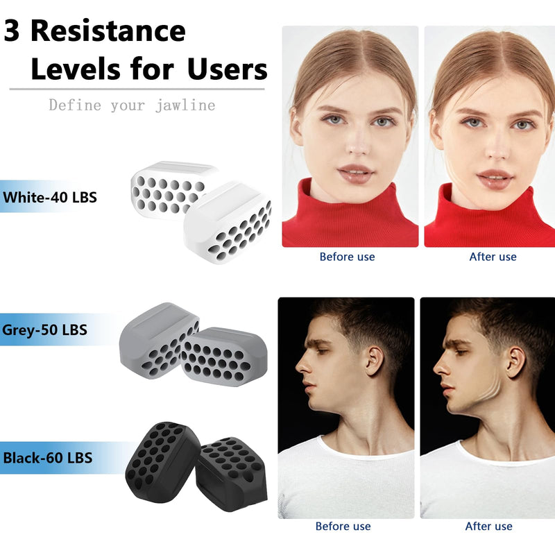 [Australia] - Jawline Exerciser for Man and Woman 3 Resistance Levels (6 pcs) BPA Free Silicone Jaw Exerciser Gum Tablets Jaw Trainer & Jaw Exerciser Shaper for Beginner, Intermediate & Advanced Users 