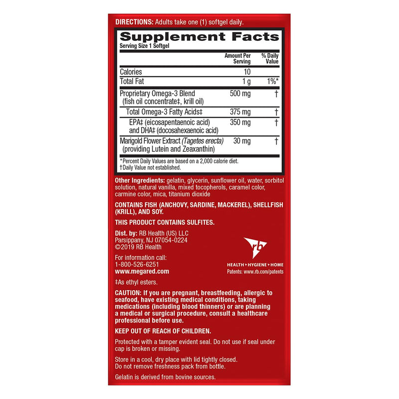 MegaRed Omega-3 Blend Total Body + Refresh 500mg Softgels, (65 Count in a Bottle), Easily Absorbed Krill Oil, to Support Your Heart, Joints, Brain & Eyes | Fish Oil + Krill Oil Softgels, EPA & DHA, Heart, Brain, Joint & Eye Support, Restful sleep, Stre...
