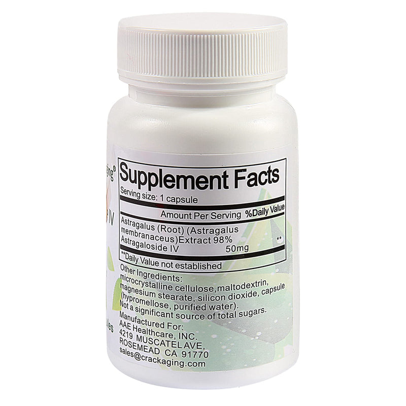 [Australia] - Crackaging-Super-Absorption Astragaloside IV 98% 50mg 30 Capsule Anti-Aging DNA Cell Telomere Astragalus Root Supplements 