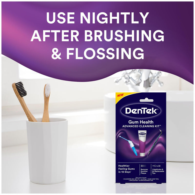 [Australia] - DenTek Gum Health Advanced Cleaning Kit, Oral Care Hygiene Kit, Gum Cleansing Gel, Gum Massager, and Plaque Scraper Dental Tools 