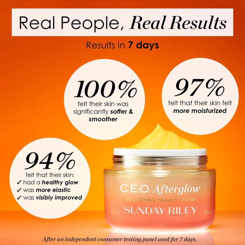 Sunday Riley C.E.O. Afterglow Brightening Vitamin C Cream Face Moisturizer 1.7 Fl Oz (Pack of 1)