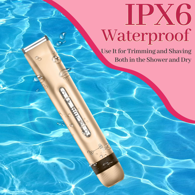 [Australia] - Bikini Trimmer for Women，2 in 1 Electric Shaver Dual Head Bikini Trimmer for Women IPX7 Waterproof Body Hair Trimmer and Facial Hair Remover for Bikini Leg Arm Body Face, Rose Gold 003 