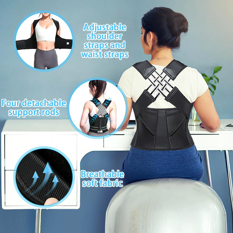 [Australia] - VicBou Adjustable Back Posture Belt, Posture Correction Back Women Men, Posture Trainer for Women Men, Breathable Shoulder Strap Posture Correction for Back Neck and Shoulder, M 