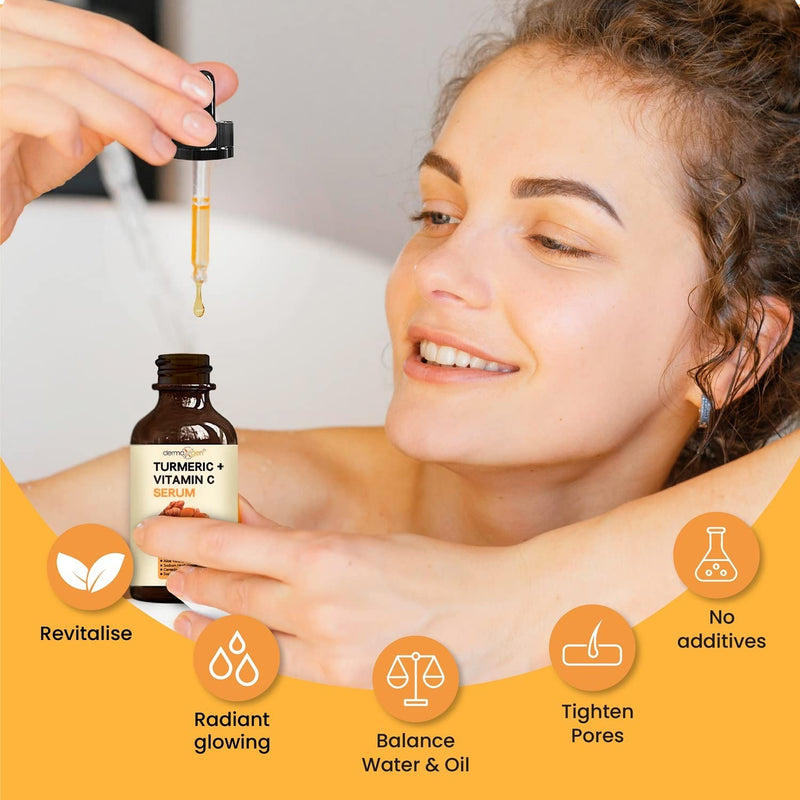 Turmeric and Vitamin C Anti-Aging facial serum, PURE ORGANIC Reduce Wrinkles, Improve Blemishes and Acne, Skin firming and Intensive Moisturizing & hydrating Serum for all skin Types (1 fl oz)) 1 Fl Oz (Pack of 1)