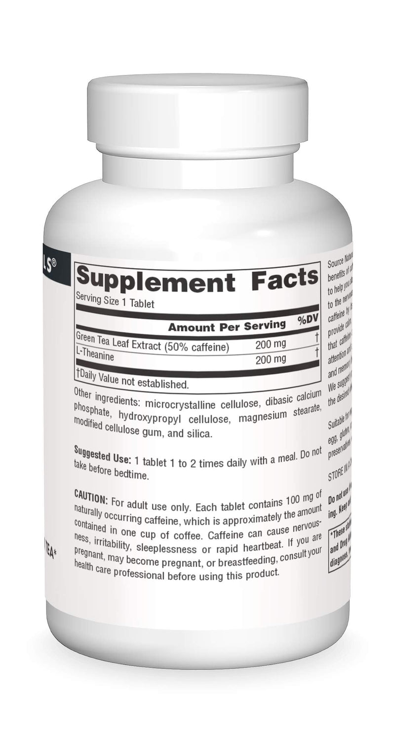 [Australia] - Source Naturals Caffeine + L-Theanine, Energy and Focus Support from Green Tea* - 120 Tablets 120 Count (Pack of 1) 