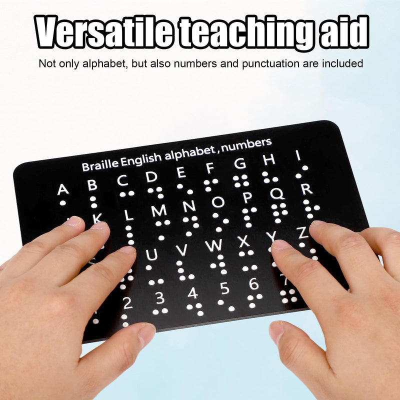 Braille Alphabet Board with Raised Dots, 19x12cm/7.5x5in Braille Alphabet and Number Board Learning Letter Fingerboard for Beginners Blind Children & Adults Teaching Aid