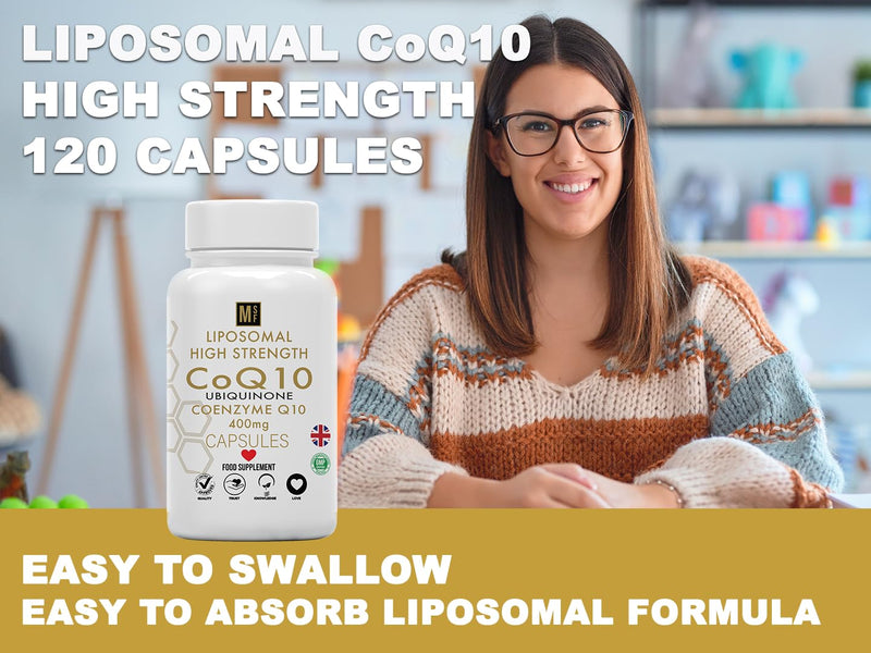 Ubiquinone Coenzyme Q10 400mg | 120 High Strength Vegan Capsules | Liposomal High Absorption CoQ10 1-A-Day Tablets | CoEnzymeQ10 Supplement | 4 Months Supply UK Company