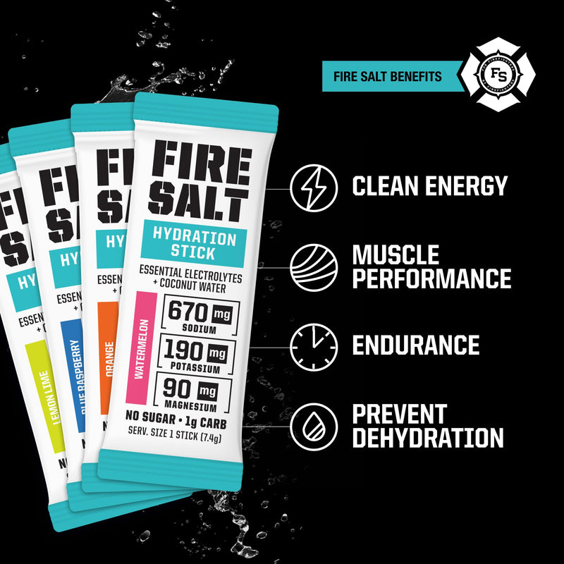 [Australia] - Fire Science Fire Salt Hydration Sticks, Electrolytes & Coconut Water, Hydration Drink Mix with Magnesium, Potassium & Sodium, Zero Sugar, Single Serve On The Go Packs, Variety Pack Flavors, 32 Count Classic Variety Pack 