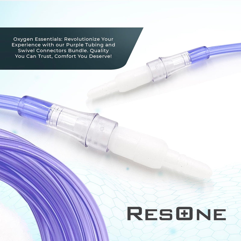 [Australia] - ResOne 2pk 50Ft Oxygen Supply Tubing - Swivel Connectors, Crush Resistant - 360 Degree Rotation, for Nasal Cannulas, Cannula Nasal Tubing, Oxygen Concentrator - Purple 
