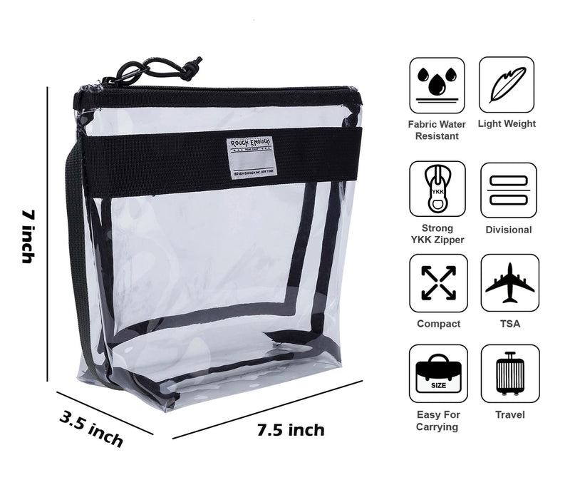 Rough Enough Clear Toiletry Bags for Women Men Bundle Set