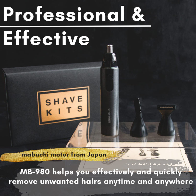 [Australia] - URBANER Beard Trimmer for Men, Waterproof Grooming Kit, Portable Nose and Ear Hair Clippers, 6 Pieces Set, Battery Included, Mustache Trimmer Gift for Men, MB-980 
