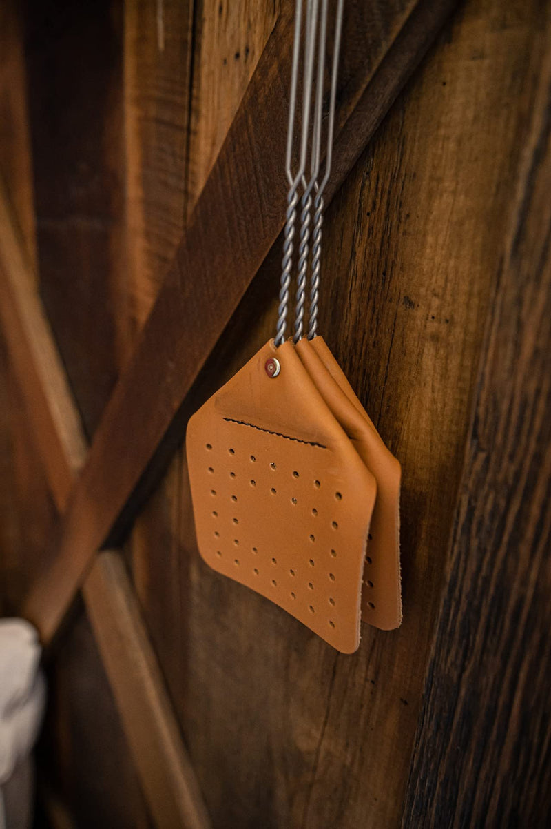 [Australia] - Leather Fly Swatter Set (1 Pack) – 17” Amish-Made Fly Swat w/Real Leather Paddle – Fly Swatters Multi Pack w/Metal Handle – Bug Swatter, Mosquito Swatter, Wasp Swatter (Brown) 1 Pack Brown 