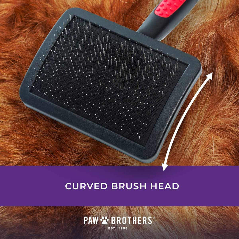 Paw Brothers Grooming Tool and Nature's Specialties Conditioning Spray Bundle - Hard Pin Curved Slicker Brush, Medium, 3.5 in. - Quicker Slicker Detangling and Conditioning Spray, Ready to Use, 16 oz - PawsPlanet Australia