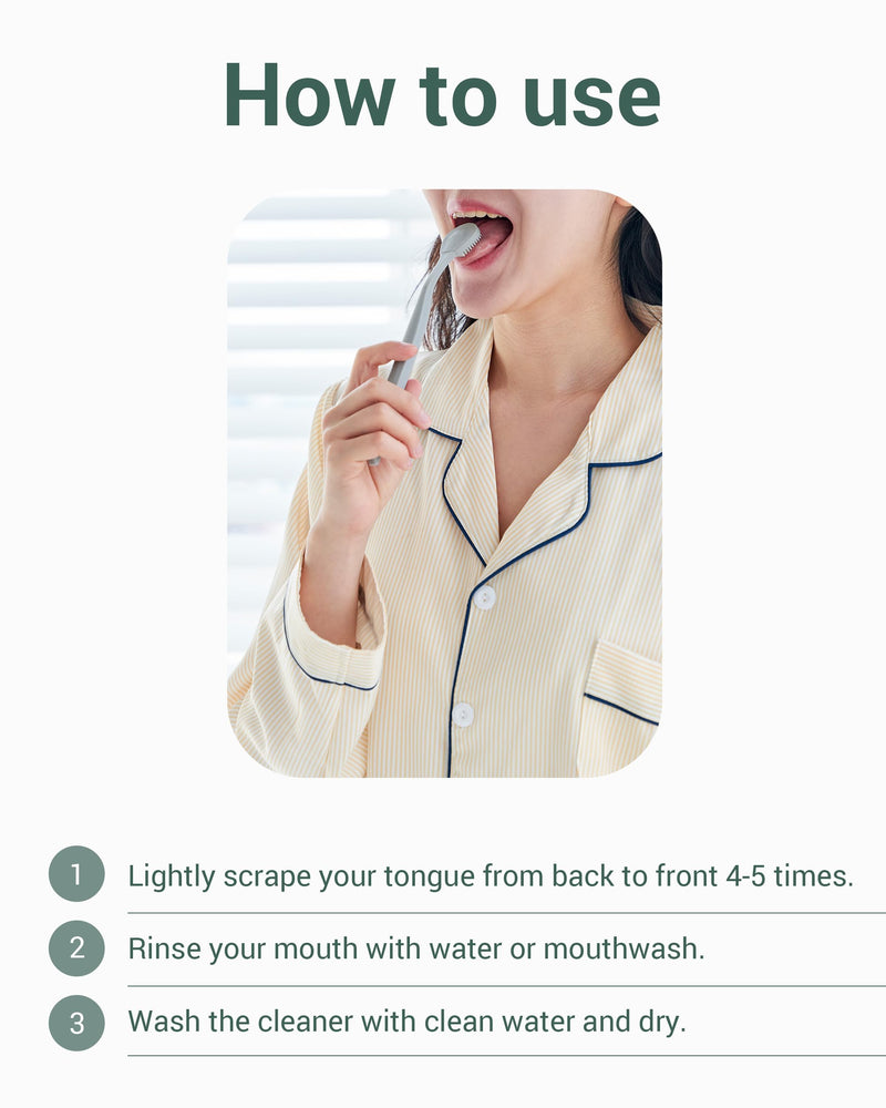 [Australia] - DEARCUS Korean Tongue Scraper with 3 Replaceable Heads - 100% BPA Free TPE Tongue Cleaner - Reduce Bad Breath & Without Hurt - Hygienic Scraper - Modern & Simple Design (White) White 