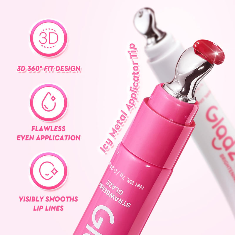 3-in-1 Brightening Lip Serum, Tinted Lip Balm with VC-IP & Vitamin E, Lightweight Non-Sticky Lip Gloss with Matching Charm (02 Peach) Peach Pie (Peach)