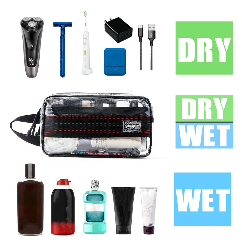 Rough Enough Clear Toiletry Bags for Travelling with Handle Bundle Set