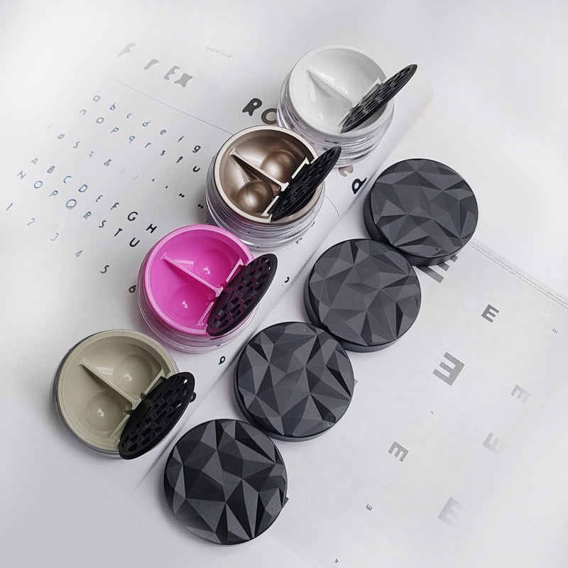 [Australia] - Lensbix contact lens case Geometric. Adult accessory with futuristic 3D lid design. The stylish gift for anyone who likes to wear lenses. (No23 white) No23 White 