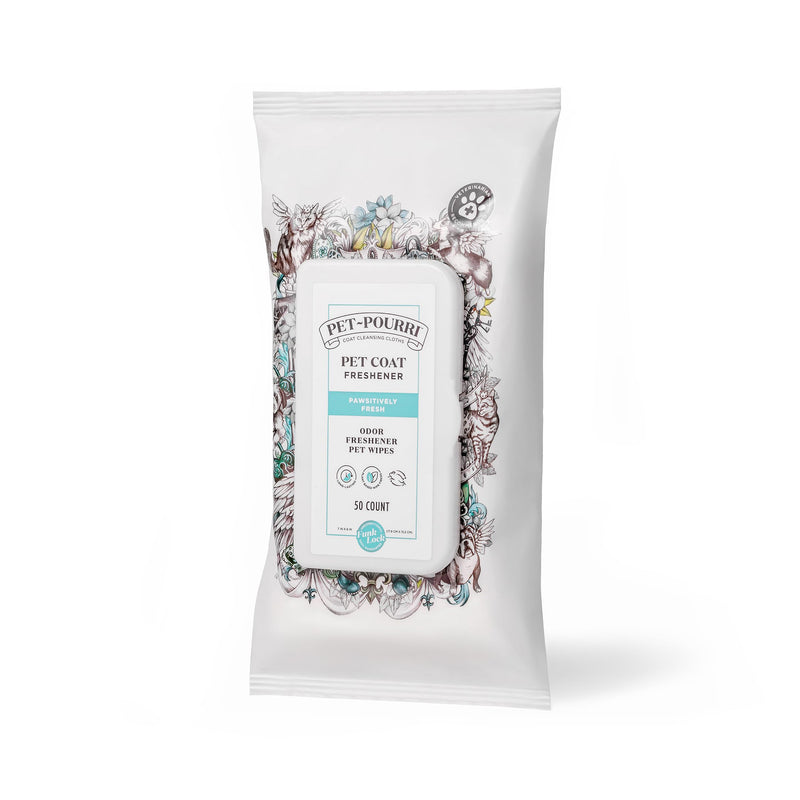 Pet-Pourri Odor Eliminating Wipes, Pawsitively Fresh, 50 Count - Jasmine, Fresh Air and Pear (Veterinarian Recommended) - PawsPlanet Australia