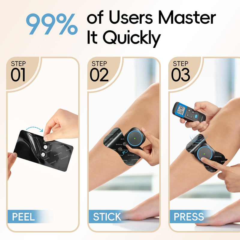 Comfytemp Wireless TENS Unit Muscle Stimulator for Pain Relief with Remote | Portable Rechargeable TENS Machine 2 Sets, 30 Modes, for Back/Neck/Shoulder/Sciatica/Limbs, Gift for Women Men, Carry Case Blue