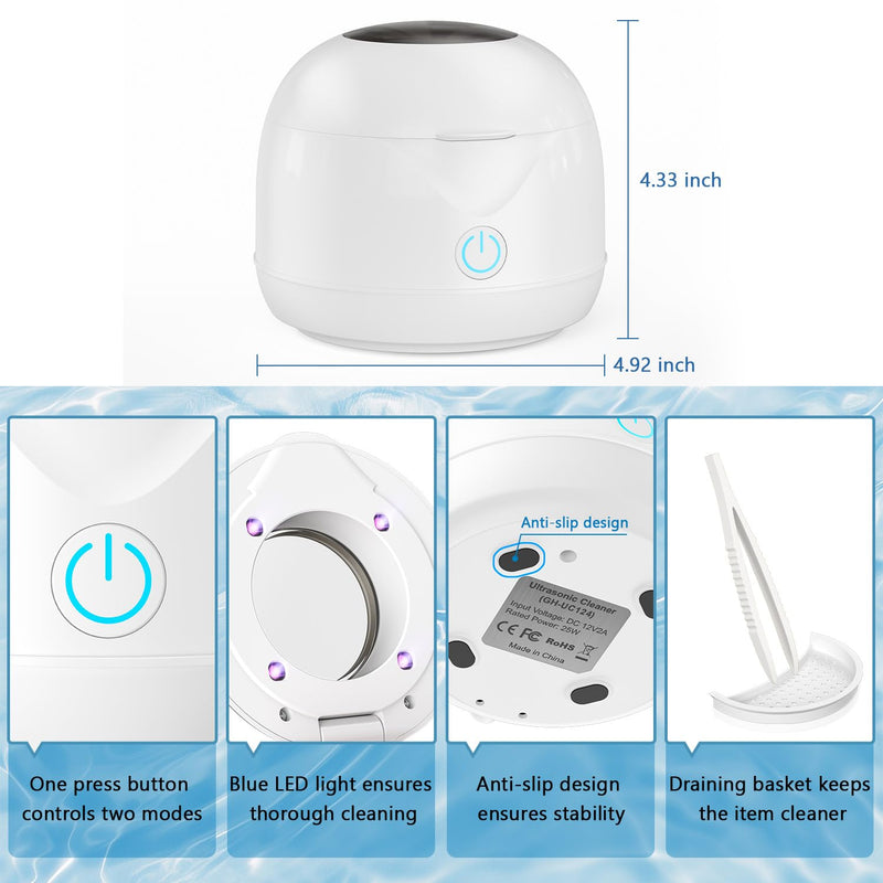 [Australia] - Ultrasonic Retainer Cleaner Machine 45kHz 200ml Portable Ultra Sonic Retainer Cleaner for Dental Retainer Mouth Guards Aligner Night Guard Braces Toothbrush Jewelry 