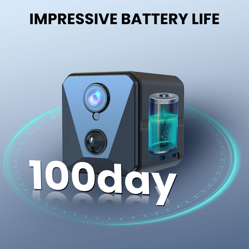 [Australia] - 2025 Upgraded Security Camera, 4K HD Mini Nanny Cam for Home with Night Vision, WiFi Indoor Camera, 100 Days Long Battery Life, Motion Detection, Remote Viewing, Wireless Surveillance Cam WIFI Camera 