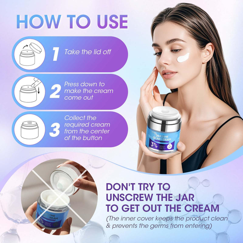 [Australia] - Silicone Scar Cream for Surgical Scars, 3% Dimethicone Complex Silicone Scar Gel for Old & New Scars, C-Section, Pregnancy, Acne, Injury, Keloids, Burns, Non-Irritating Scar Removal Cream(55ML) 55ML 